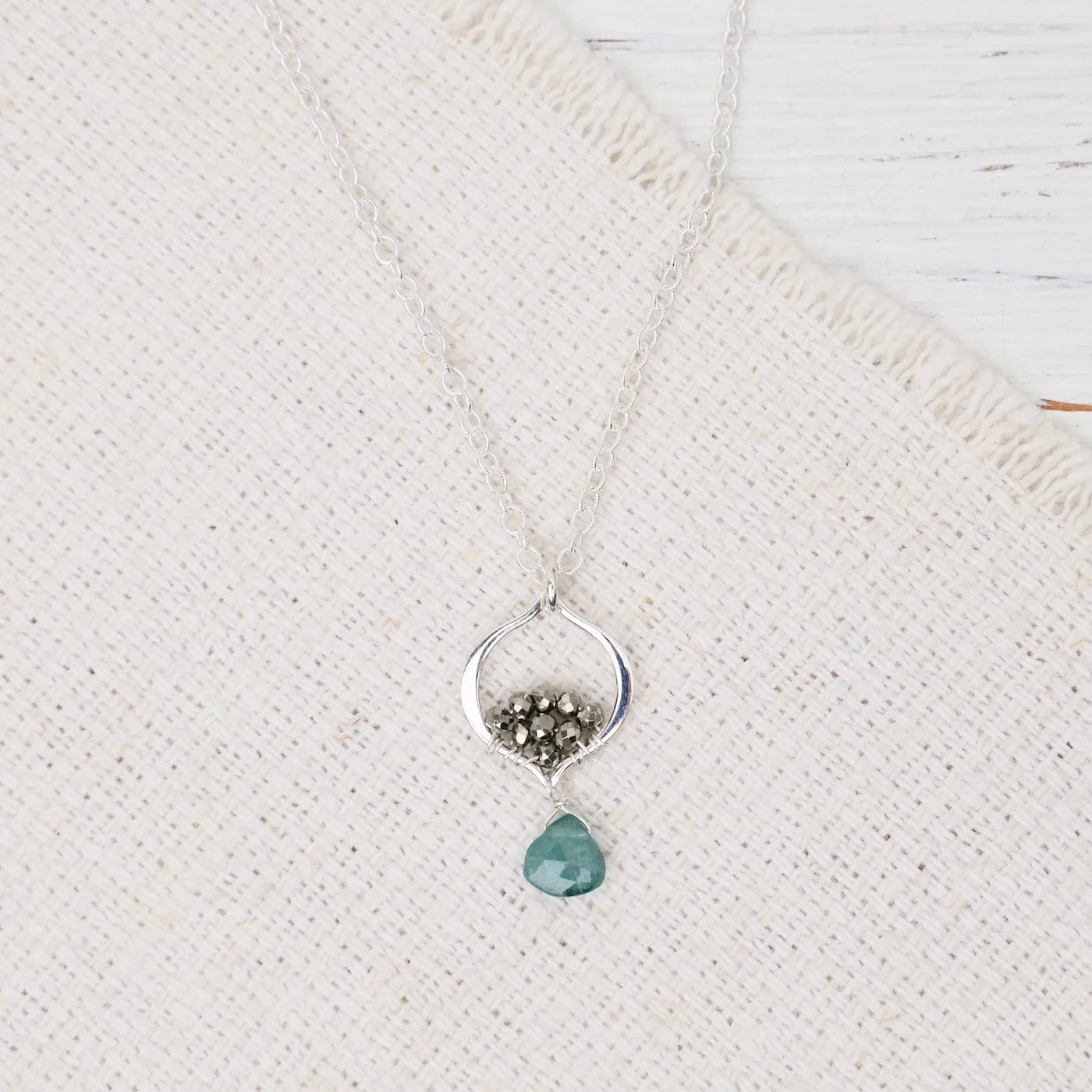 Sterling Silver Tiny Arabesque Grandidierite Pendant Necklace