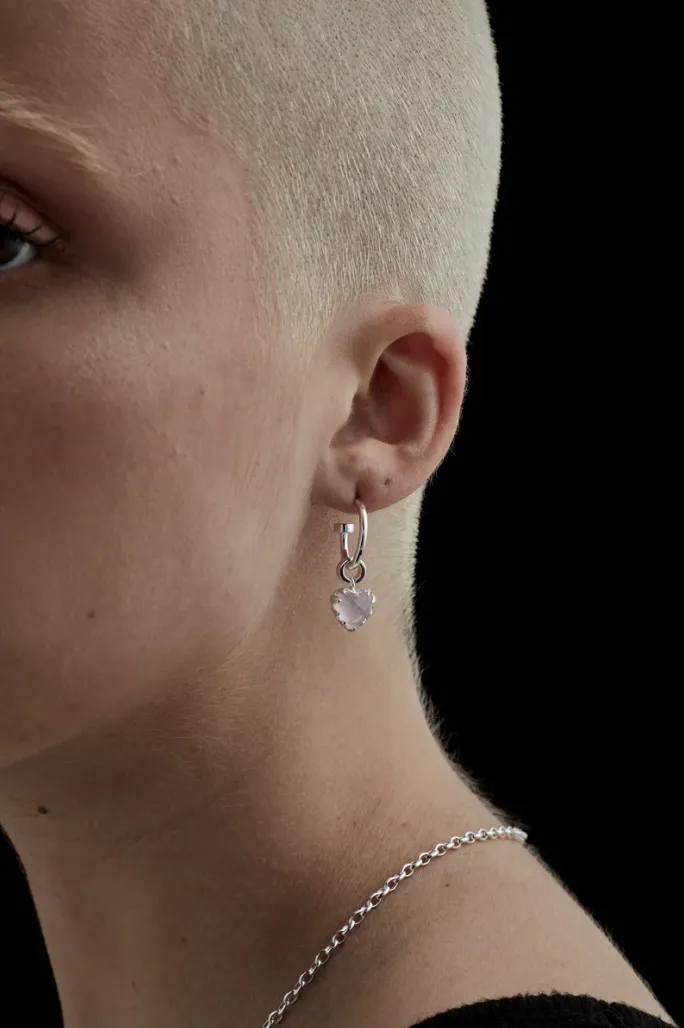 Stolen Girlfriends Club Jewellery - Love Anchor Earring in Rose Quartz / Sterling Silver