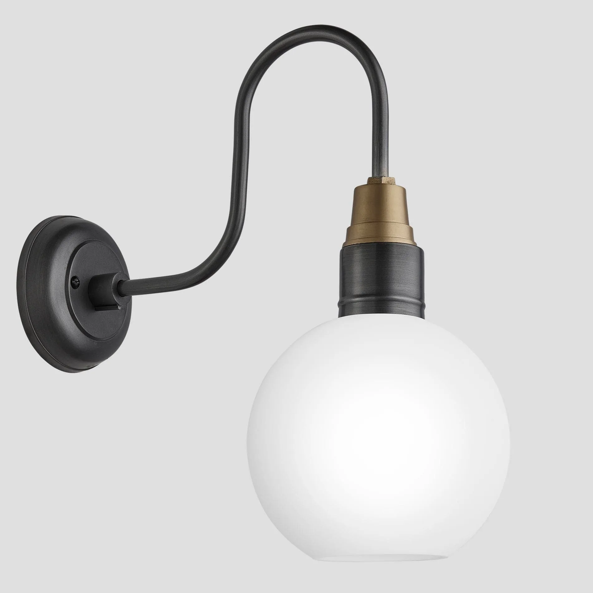 Swan Neck Opal Glass Globe Wall Light - 7 Inch