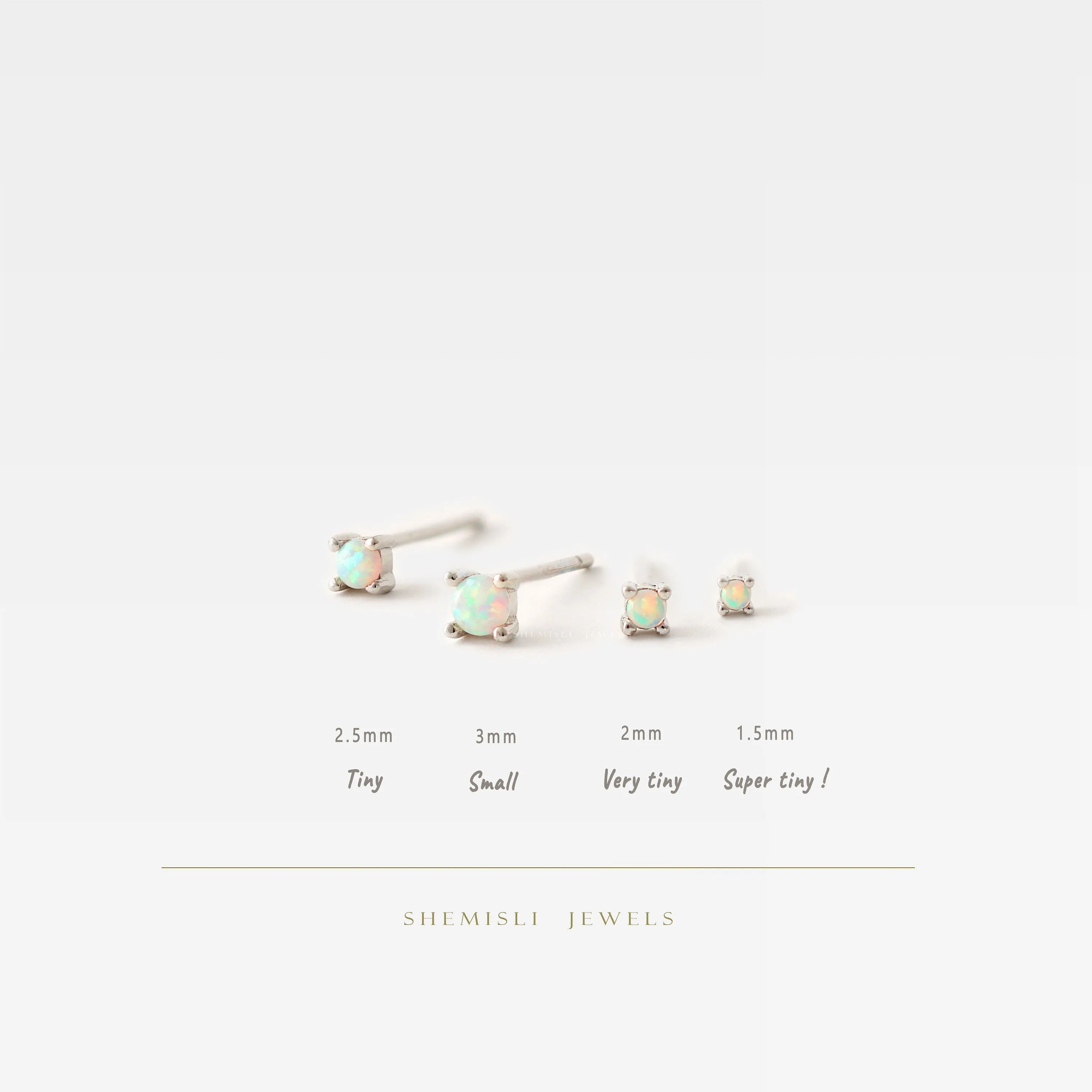 Tiny Opal Studs 1.5, 2, 2.5, 3mm Unisex, Gold, Silver SS273 SS094 SS095 SS096 Butterfly End, SS475 SS476 SS477 SS478 Screw Ball End (Type A)