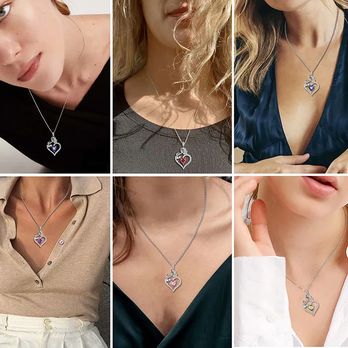 Tokyo Mart Women Birthstone Necklace Rose Flower Heart Pendant Necklace Fine Jewelry Anniversary Birthday Christmas Gifts for Girls