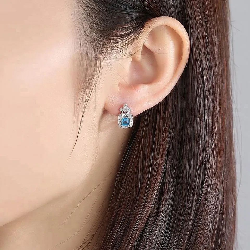 Topaz Simulant Vintage Silver Earrings