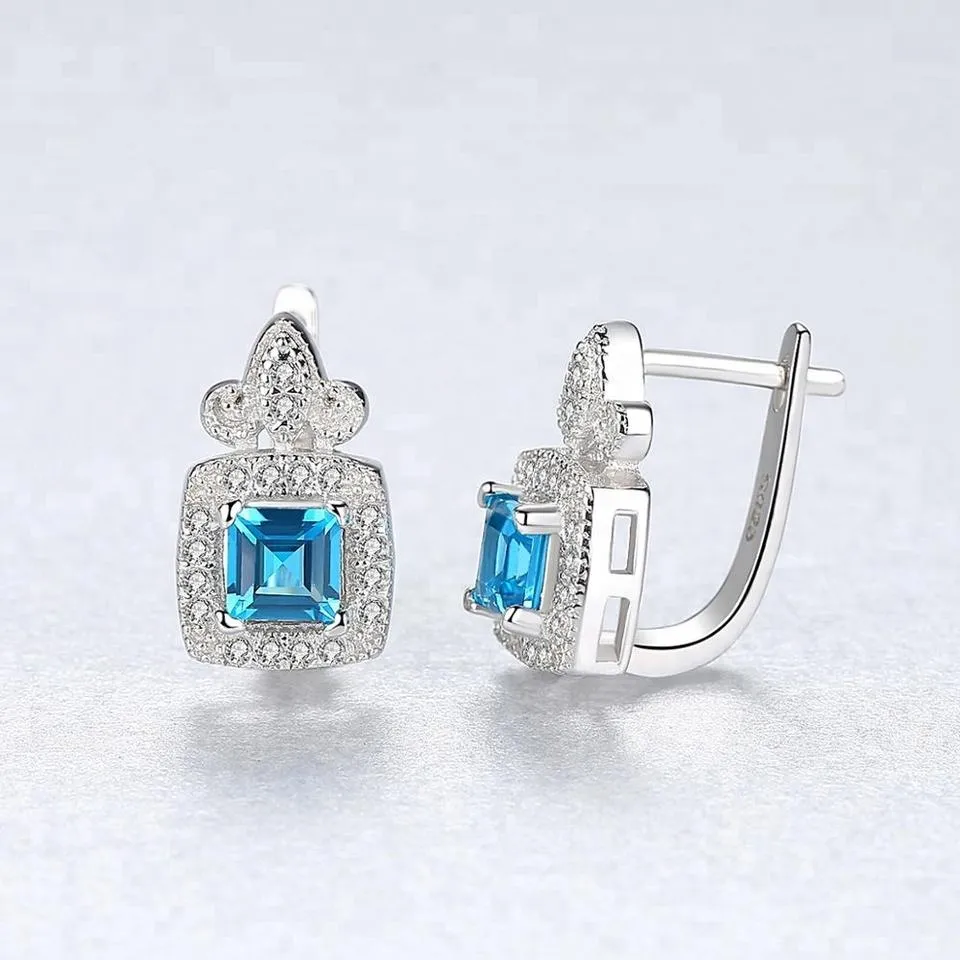 Topaz Simulant Vintage Silver Earrings