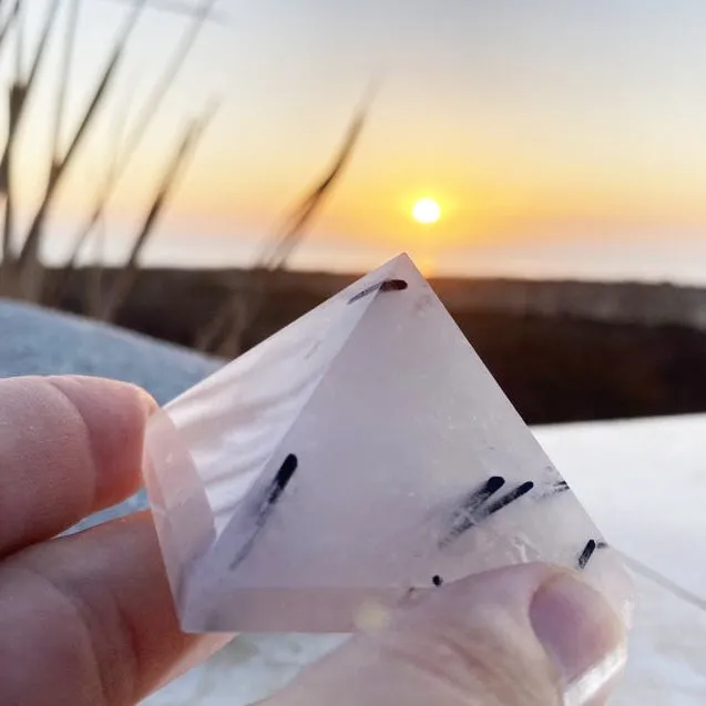 Tourmalinated Quartz Pyramid - Medium