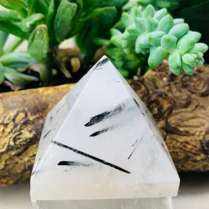 Tourmalinated Quartz Pyramid - Medium