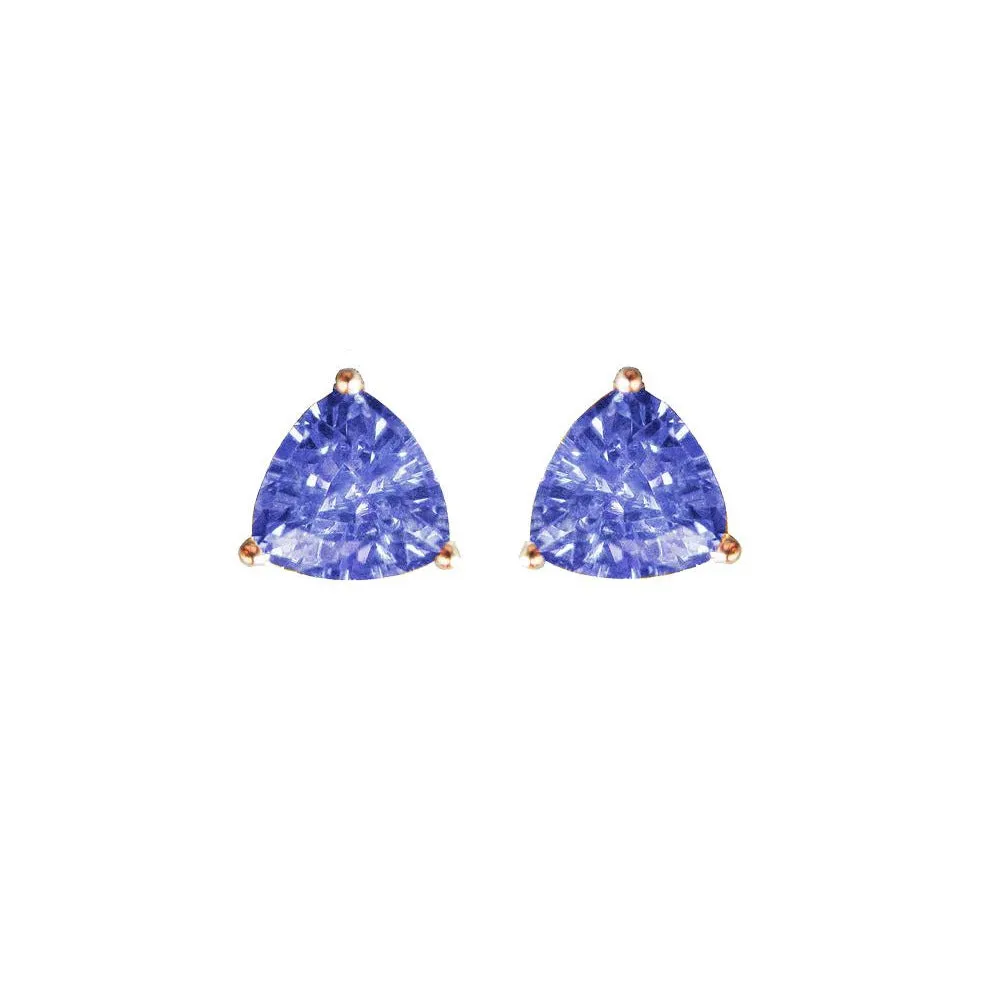 Trillion Tanzanite Martini Stud Earrings