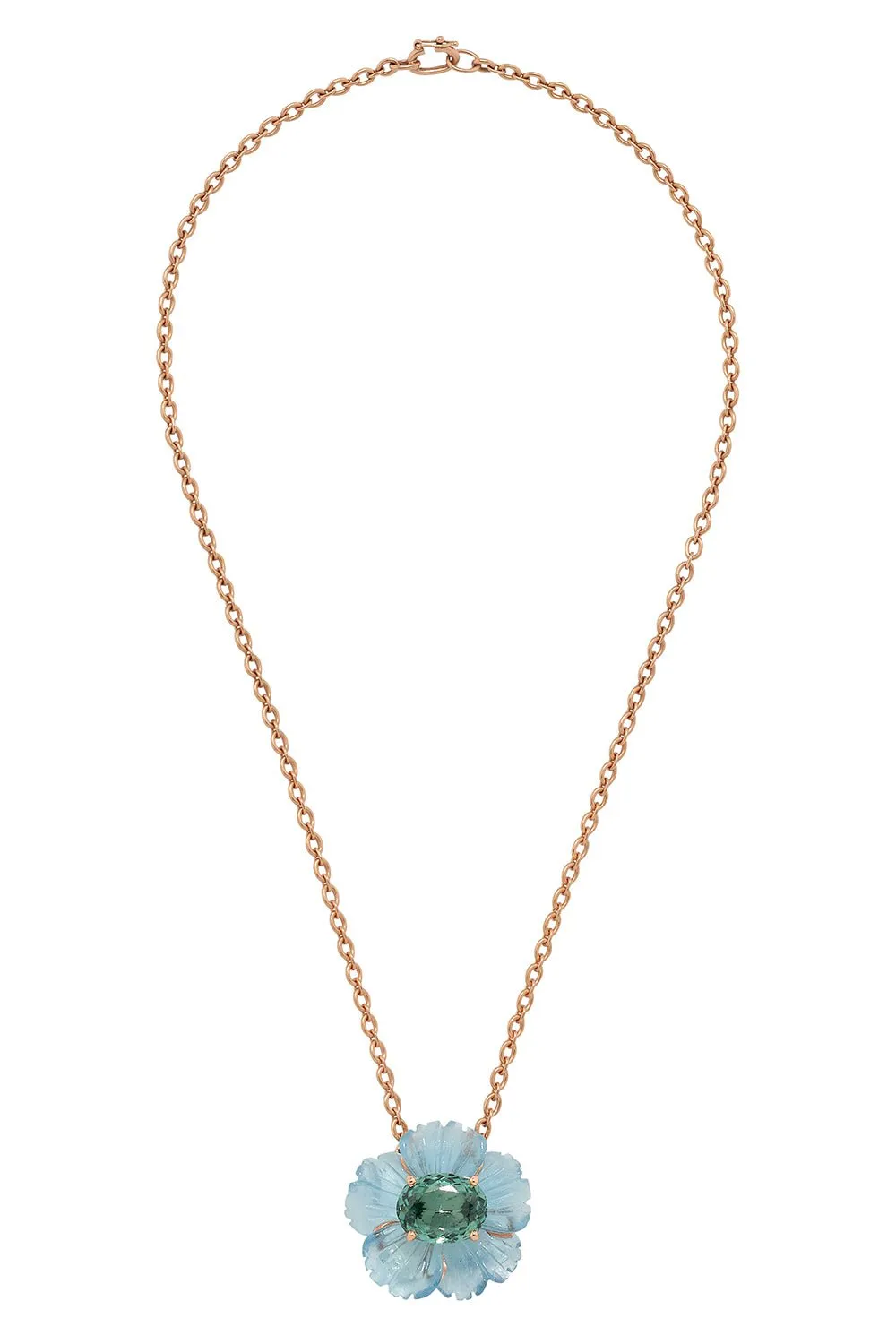 Tropical Flower Aquamarine Indicolite Necklace