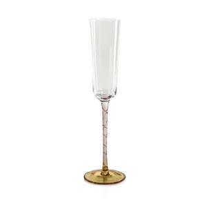 Vicenza Amber and Pink Champagne Flute