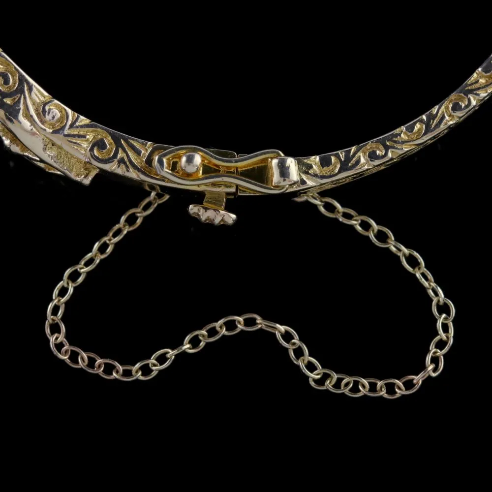 Victorian Style Amethyst Peridot Opal Bangle 9ct Gold