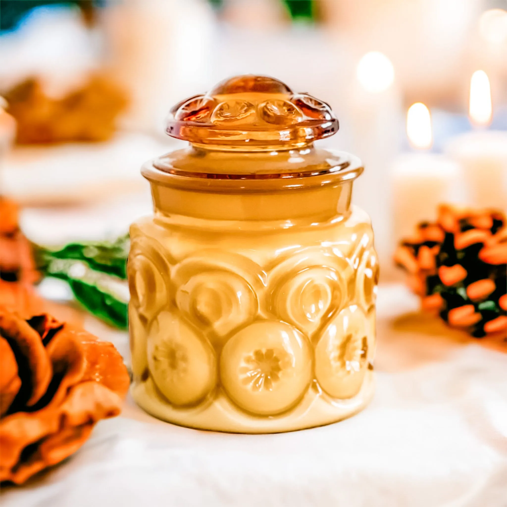 Vintage Candle in Amber Glass Canister