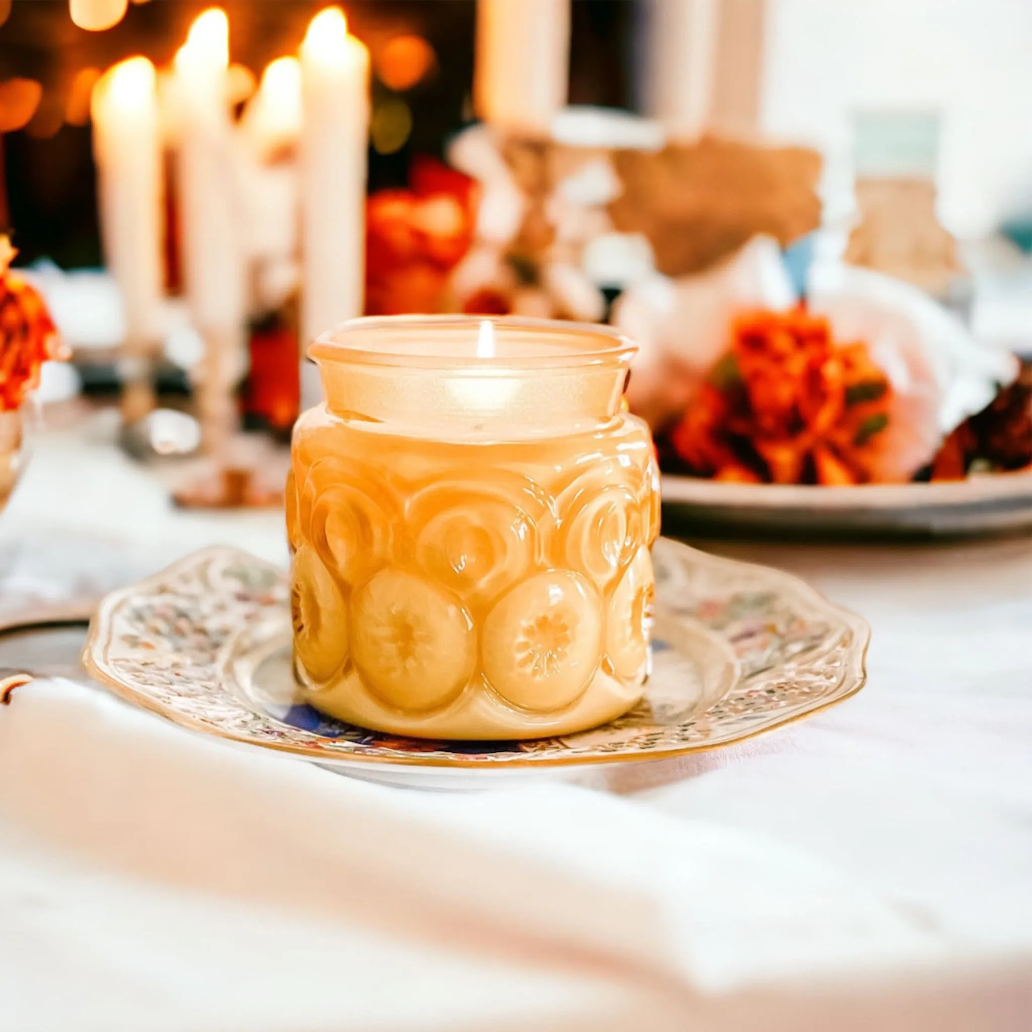 Vintage Candle in Amber Glass Canister