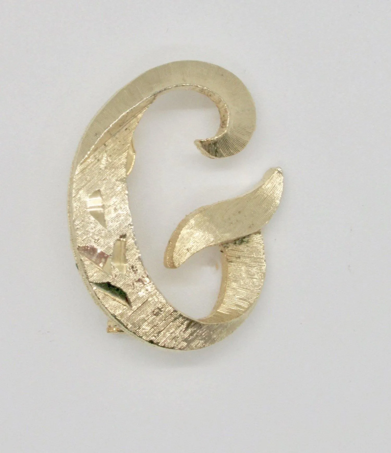 Vintage MAMSELLE Textured Goldtone "G" Initial Brooch