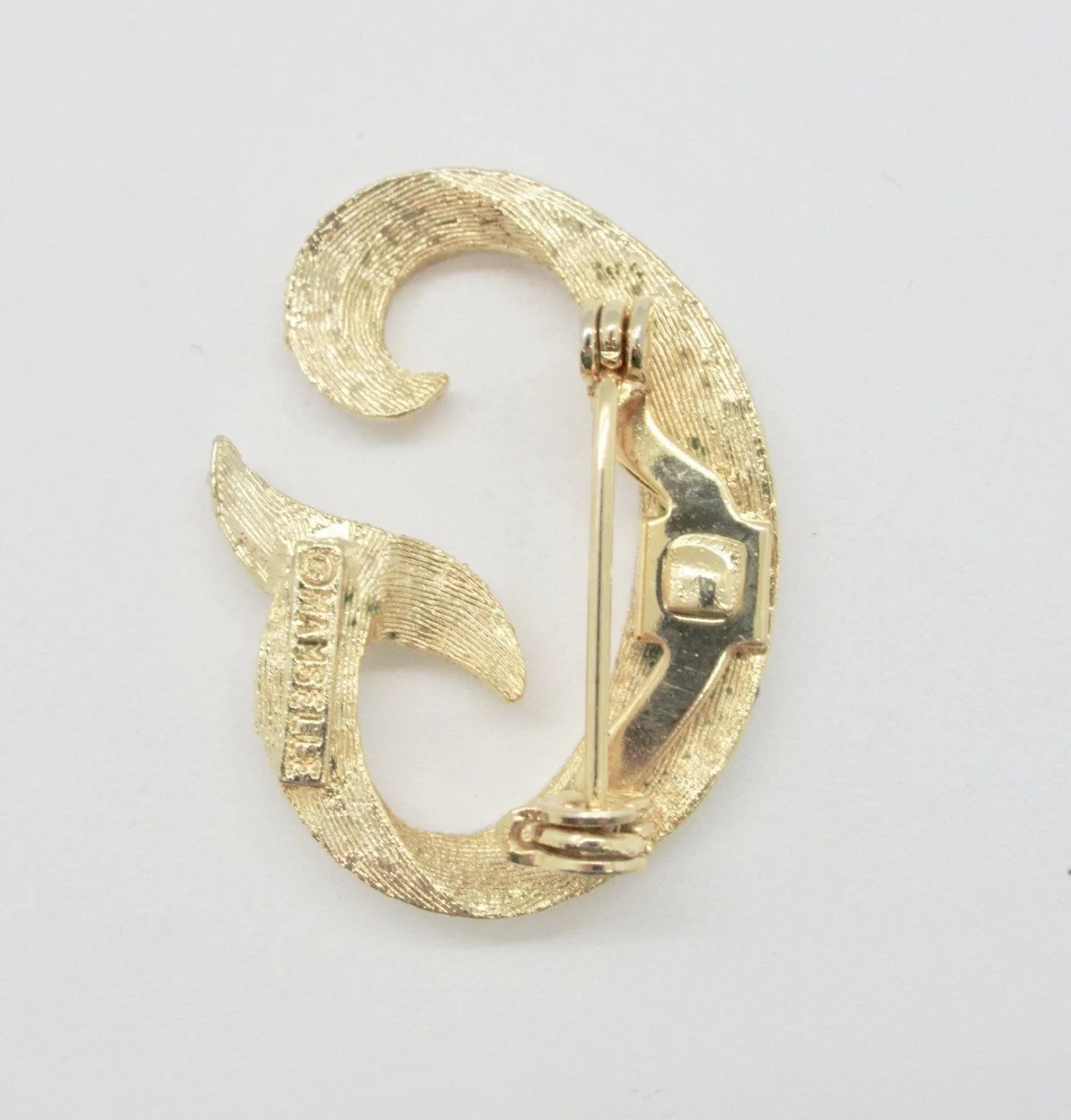 Vintage MAMSELLE Textured Goldtone "G" Initial Brooch