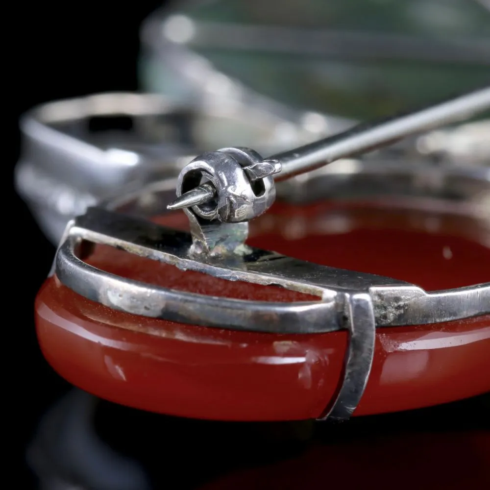 Vintage Scottish Brooch Agate Carnelian Silver