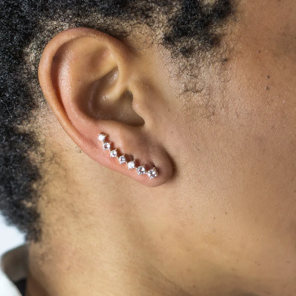 White Topaz Ear Climbers