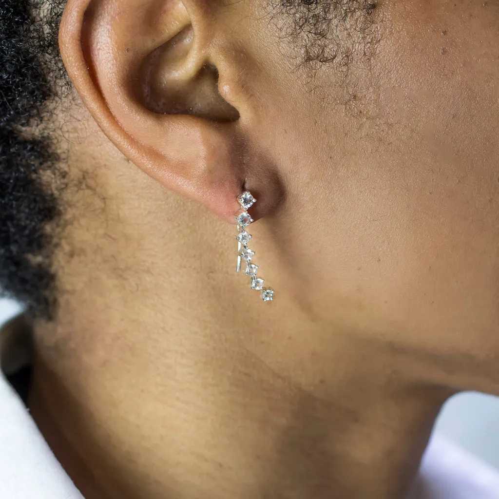 White Topaz Ear Climbers