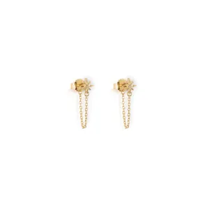 White Topaz Vega Star Chain Stud Earrings