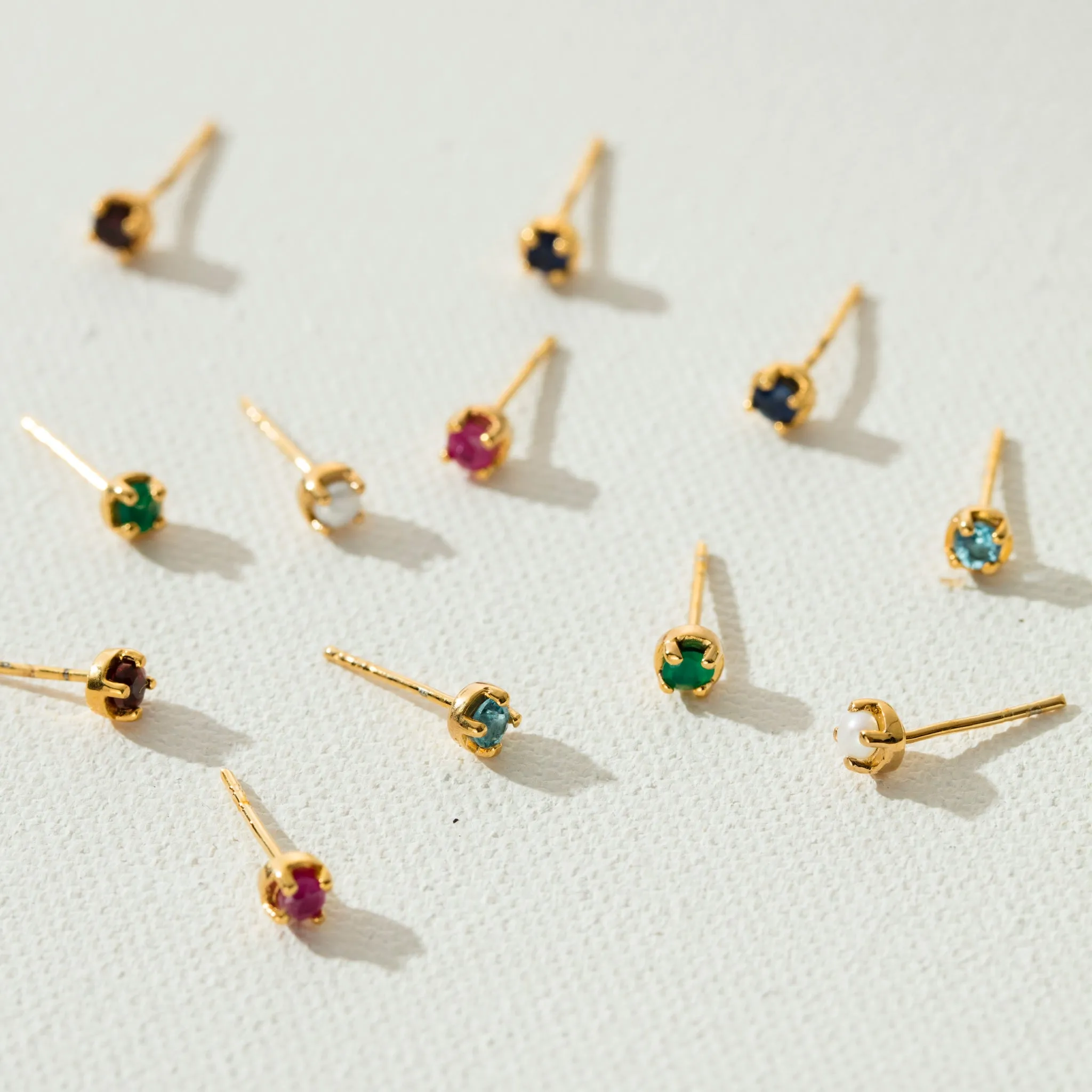 Winkie Stud, Blue Topaz, Gold