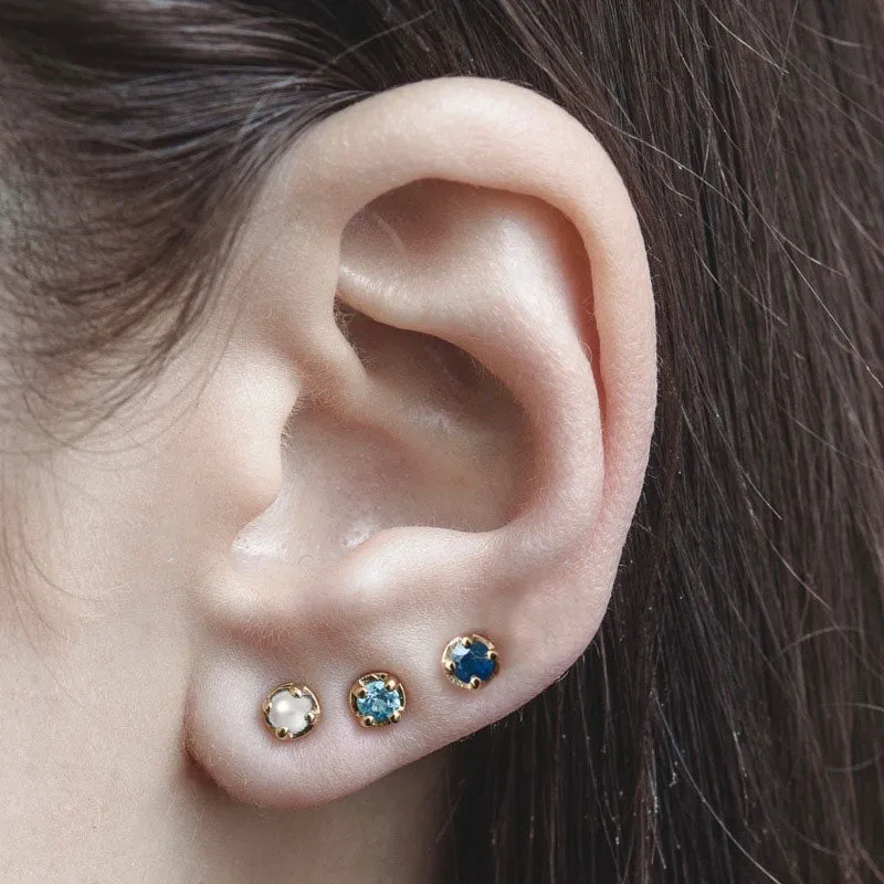 Winkie Stud, Blue Topaz, Gold