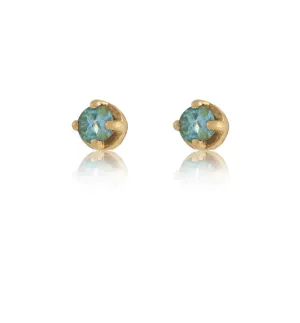 Winkie Stud, Blue Topaz, Gold