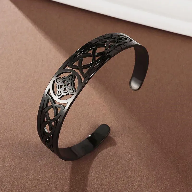 Witch Knot Bracelet Stainless Steel Adjustable Open Cuff Bracelet Celtic Witchcraft Amulet Jewelry Men Women Birthday Gift