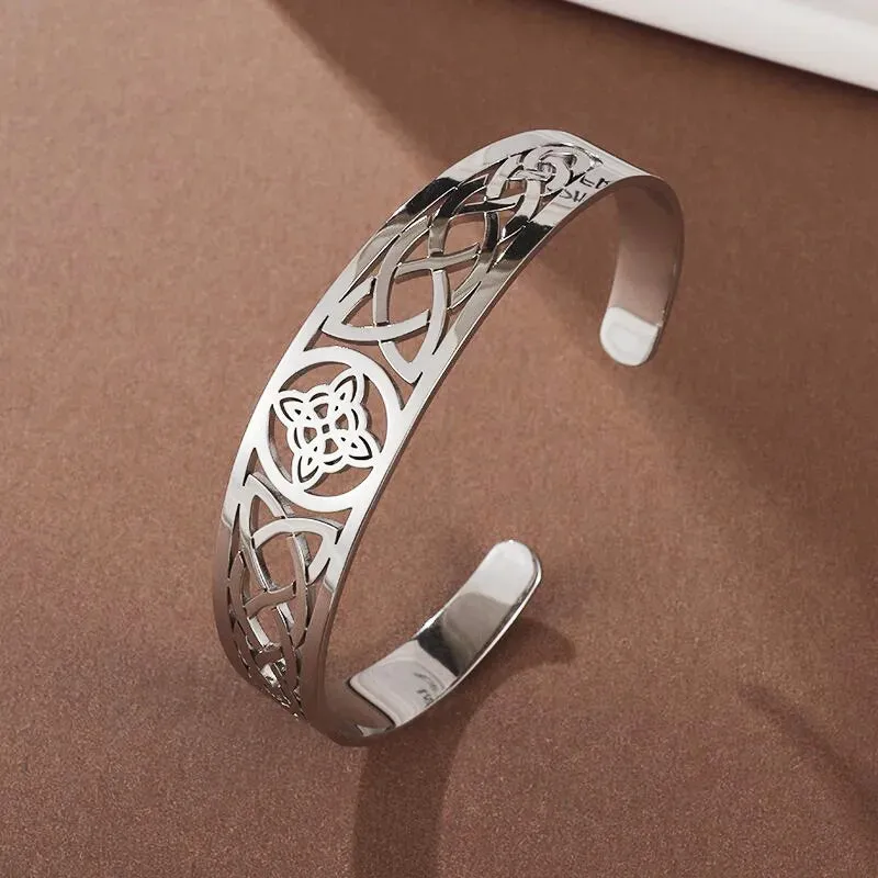 Witch Knot Bracelet Stainless Steel Adjustable Open Cuff Bracelet Celtic Witchcraft Amulet Jewelry Men Women Birthday Gift