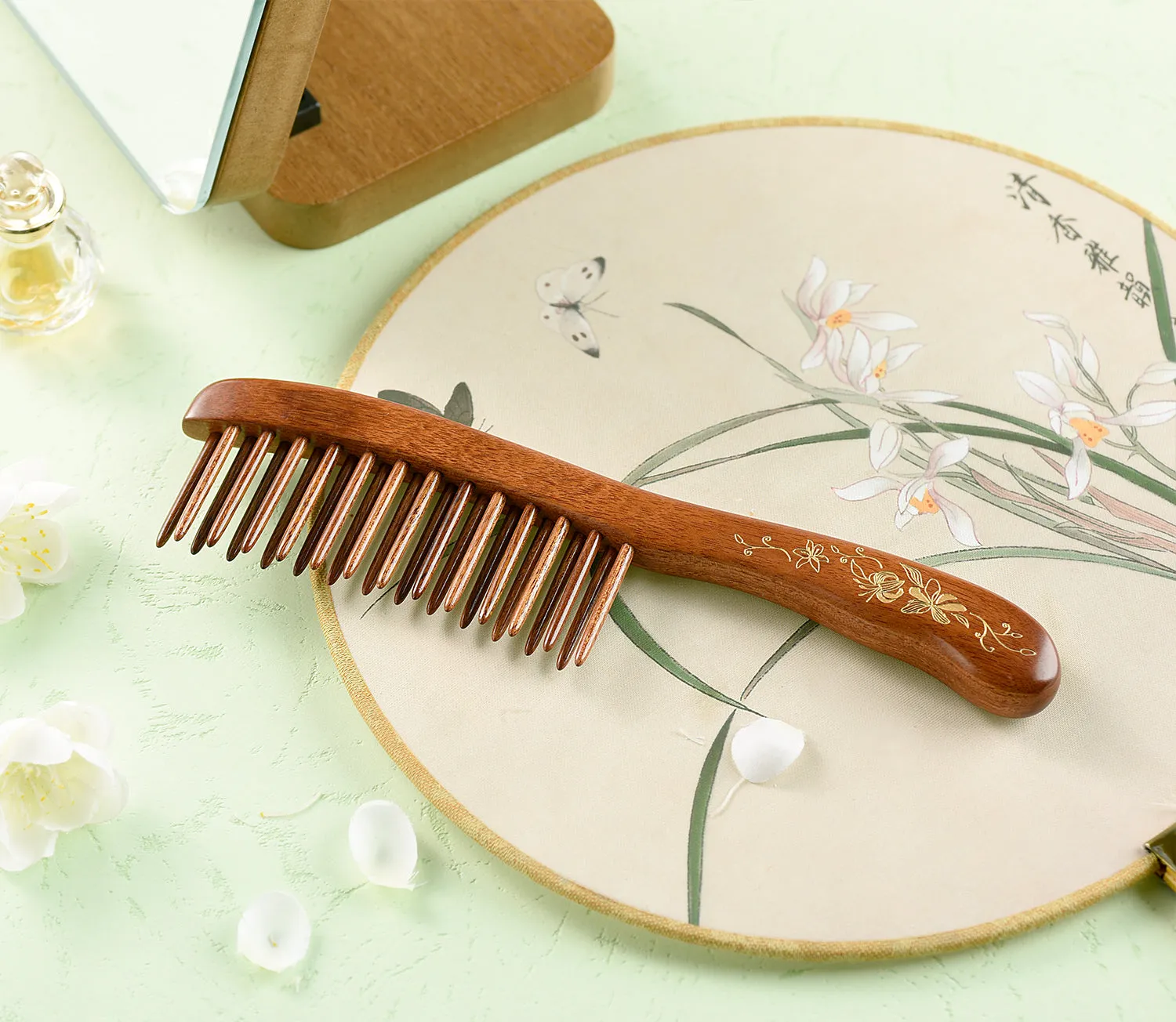 Wood Tooth-inserted Hair Comb