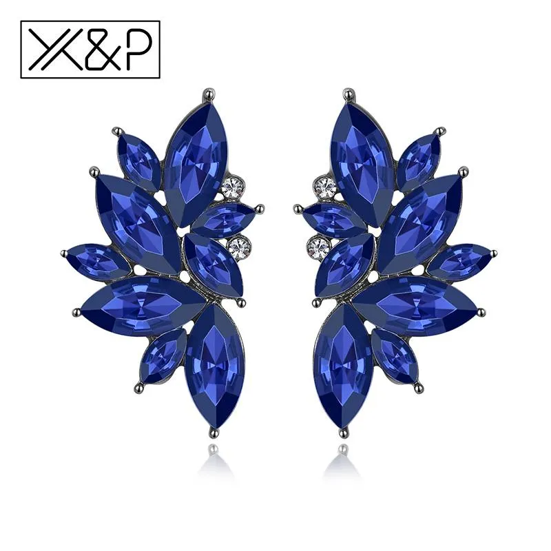 X&P Fashion Luxury Elegant Brand Crystal Stud Earrings for Women Girl Christmas Party Opal Stone Gold Earring Jewelry Gift