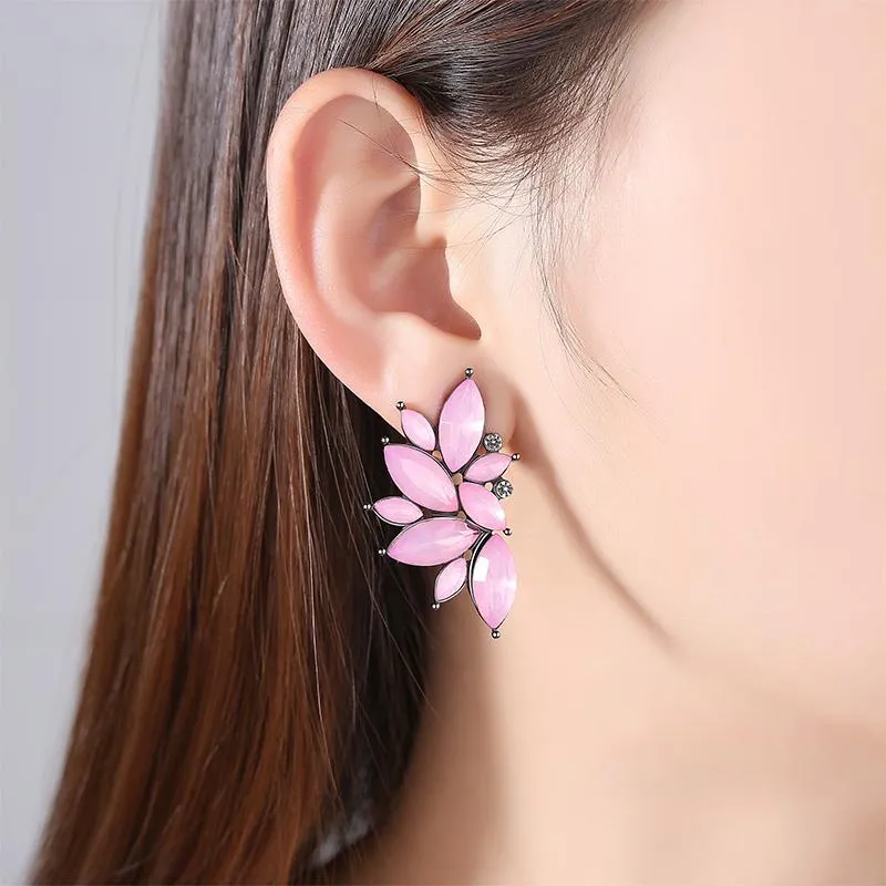 X&P Fashion Luxury Elegant Brand Crystal Stud Earrings for Women Girl Christmas Party Opal Stone Gold Earring Jewelry Gift