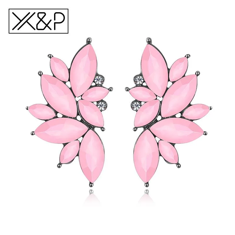 X&P Fashion Luxury Elegant Brand Crystal Stud Earrings for Women Girl Christmas Party Opal Stone Gold Earring Jewelry Gift