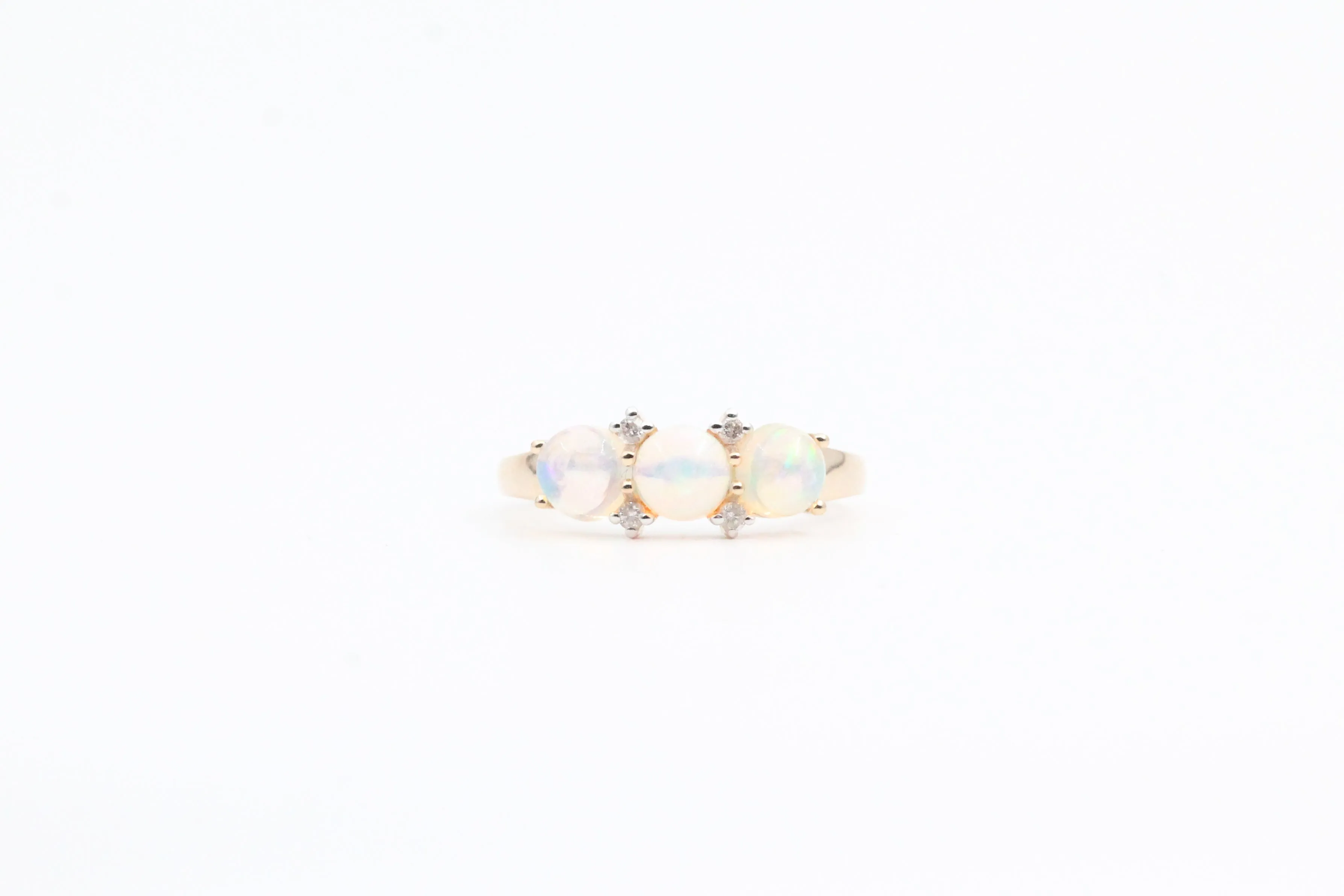 Yellow Gold Three Stone Opal Ring